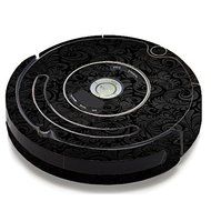 Skin Decal Vinyl Wrap For IRobot Roomba 650 655 Vacuum / Black Floral