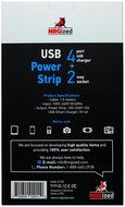 Power Strip NRGized C300 with 2-AC Outlets and 4 USB Charging Ports 5-Ft Cord (Black/Blue) N9