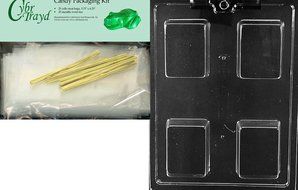 Cybrtrayd Mdk25G-AO140 Plain Krispy Treat Rectangle Bar All Occasions Chocolate Candy Mold with Packaging Bundle...