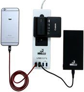 Power Strip NRGized C300 with 2-AC Outlets and 4 USB Charging Ports 5-Ft Cord (Black/Blue) N10