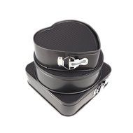 Life-C Cake Pan Mold [Hearted Round Square] with Non-stick Coating, Rolled Rim to Resist Warping Spring Latch... N4