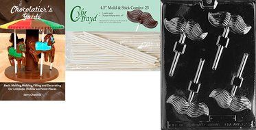 Cybrtrayd D025 Mustache Lolly Chocolate Candy Mold with Exclusive Cybrtrayd Copyrighted Chocolate Molding Instructions N7