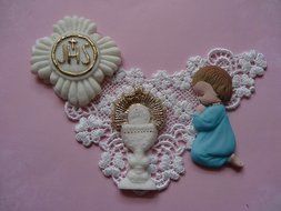 First Communion Set, chalice, pray, Silicone Mold By Oh! Sweet Art FDA Approved for Food