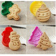 Anyana 4pcs Pie Crust Cutter Christmas Tree Snowman Ginger Bread Jingle Bell Halloween N3