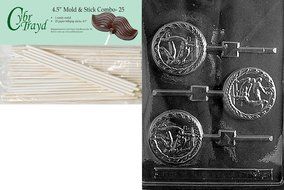 Cybrtrayd 45St25-S073 Male Gymnast Lolly Sports Chocolate Candy Mold with 25-Pack 4.5-Inch Lollipop Sticks