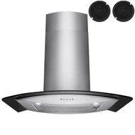 30 in. Convertible Kitchen Wall Mount Range Hood in Stainless Steel with Black Tempered Glass and Carbon Filters N7
