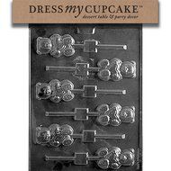 Dress My Cupcake Chocolate Candy Mold, Teddy Bear with Heart Lollipop, Valentine&#039;s Day