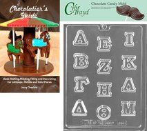 Cybrtrayd Greek Letters Alpha Thru Mu Chocolate Candy Mold with Chocolatier&#039;s Guide