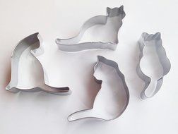 Yunko 4pcs Cat Shape Stainless Steel Cookie Cutter Fondant Cutter Cake Cake Decoration Tools Set N4