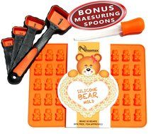 Charming Kit Gummy Bear Mold, Makes 50 Bears, Tough Silicone, Includes Dropper, 4 MEASURING SPOONS BONUS, Recipe... N12