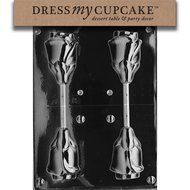 Dress My Cupcake DMCF042 Chocolate Candy Mold, Large 3D Rose Lollipop