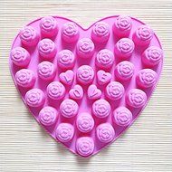 Wocuz Silicone Heart Shaped Chocolate Candy Molds Molding Chocolate Pan Flower Pattern