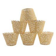 Mydio Set of 50 Cupcake Wrappers Wedding Birthday Decorations, Gold N3