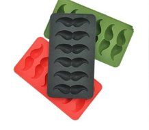 DGI MART 6 Cavities Funny Mustache Shape Mini Ice Cube Mold Tray(Not for baking,Colour by Random) N3