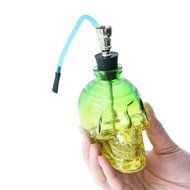 Skull Design Mini Portable 6" Height Tobacco Hookah Shisha Hose Pipe Complete Set- Premium Acrylic (Yellow-Blue) N4