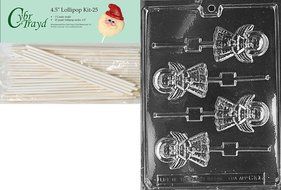 Cybrtrayd 00045St25-C106 Angel Lolly Christmas Chocolate/Candy Mold with 25 4.5-Inch Lollipop Sticks