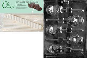 Cybrtrayd 45St50-S050 Boxing Glove Lolly Sports Chocolate Candy Mold with 50-Pack 4.5-Inch Lollipop Sticks