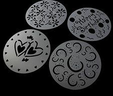 EWIN(R) 1 Set Of 4 Variety Cake Cupcake Stencil Template Mould Birthday Heart Flower Spirals Decorating Tools N3