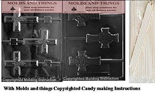 Celtic Cross Lolly chocolate candy mold, Large Cross Lolly with Flowers chocoloate candy mold with &copy; molding Instructions...