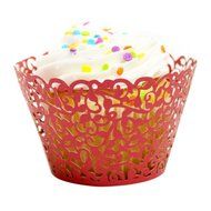 DZT1968(TM) 24pc Cup Muffin Little Vine Lace Laser Cut Cupcake Wrapper Liner Baking (Pink) N2