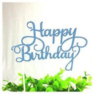 Aisila Pack of 10 Golden Glitter Paper Happy Birthday Cupcake Toppers Birthday Party Decorations (Golden)