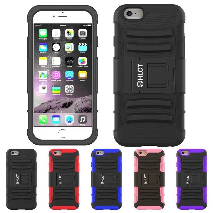2 iPhone 6S/6 Plus Case, HLCT TWIN PACK Rugged Shock Proof Dual-Layer Case with Built-In Kickstand for iPhone... N21