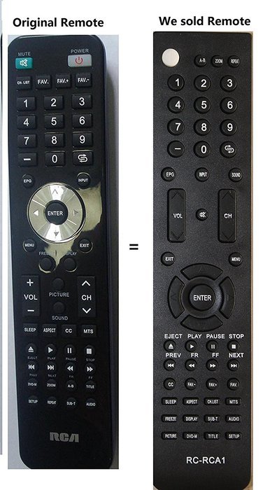 New RCA Replaced remote RC-RCA1 fit for RCA WD11452 WD12143 WD12372 WD11392 WD12422 WD12192 WD11442 WD12101 WD12492...