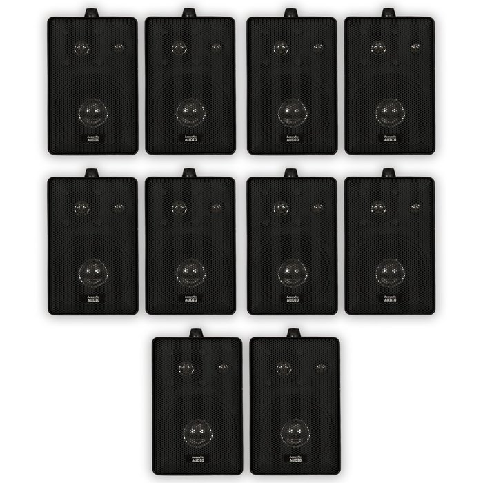 Acoustic Audio 251B Indoor Outdoor 3 Way Speakers 2000 Watt Black 5 Pair Pack 251B-5Pr