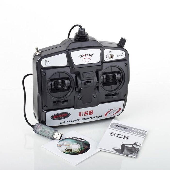 RioRand&reg; New RC Tech 6 CH Flight Simulator Remote Control w/ Software for Helicopters/ Airplanes(RR-S408)