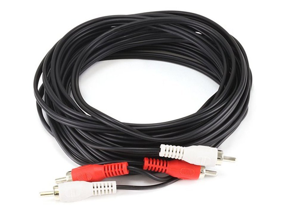 Monoprice 102009 25' 2 RCA Plug/2 RCA Plug M/M Cable, Black