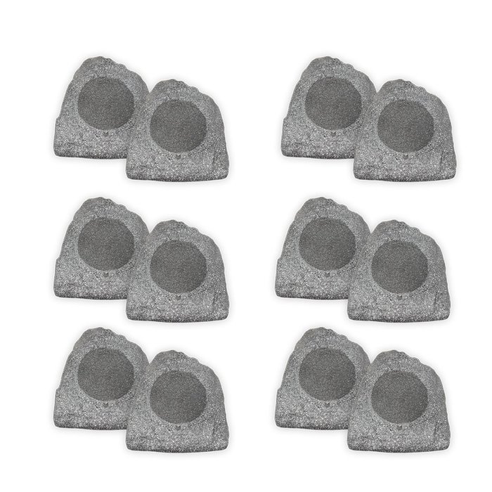 Theater Solutions 12R8G Outdoor Granite 8" Rock 12 Speaker Set for Deck Pool Spa Yard Garden