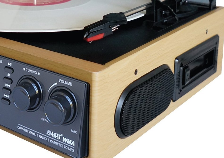 Boytone BT-19DJW-C 3-speed Turntable, 2 Built in Speakers Large Digital Display AM/FM, Cassette, USB/SD/AUX/MP3... N5
