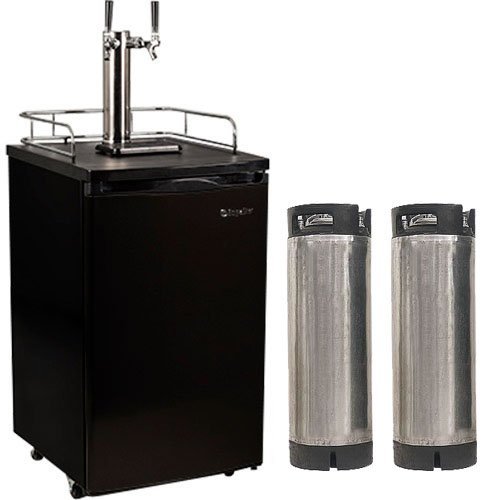 Edgestar Ultra Low Temp Home Brew Dual Tap Kegerator with Kegs - Black N2