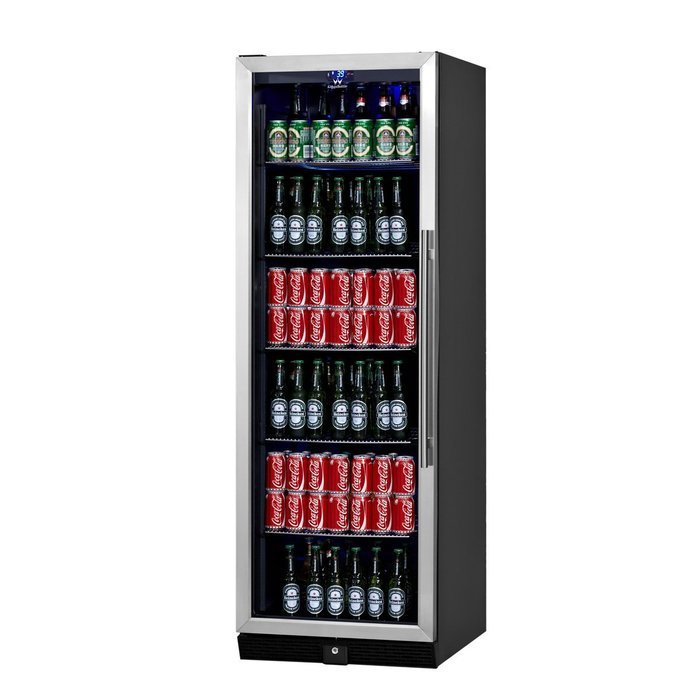 KingsBottle 450 Can Beverage Cooler, Stainless Steel with Glass Door N14
