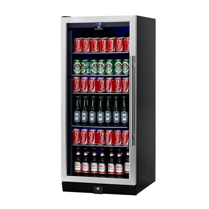 KingsBottle 450 Can Beverage Cooler, Stainless Steel with Glass Door N16