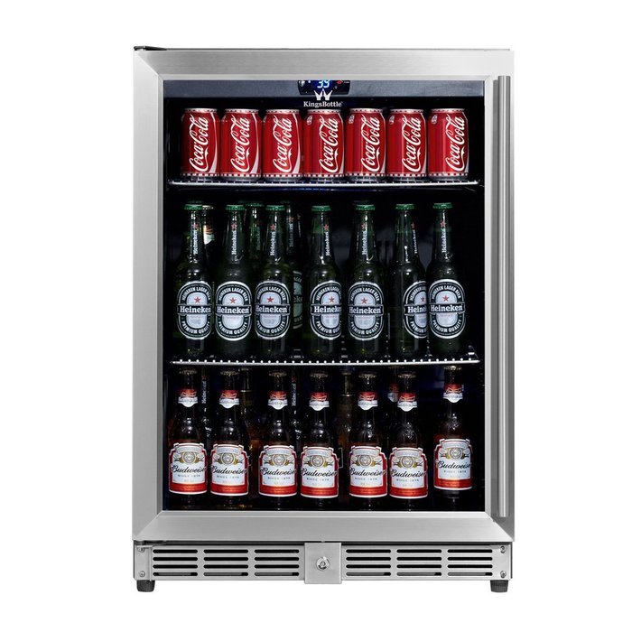 KingsBottle 450 Can Beverage Cooler, Stainless Steel with Glass Door N17