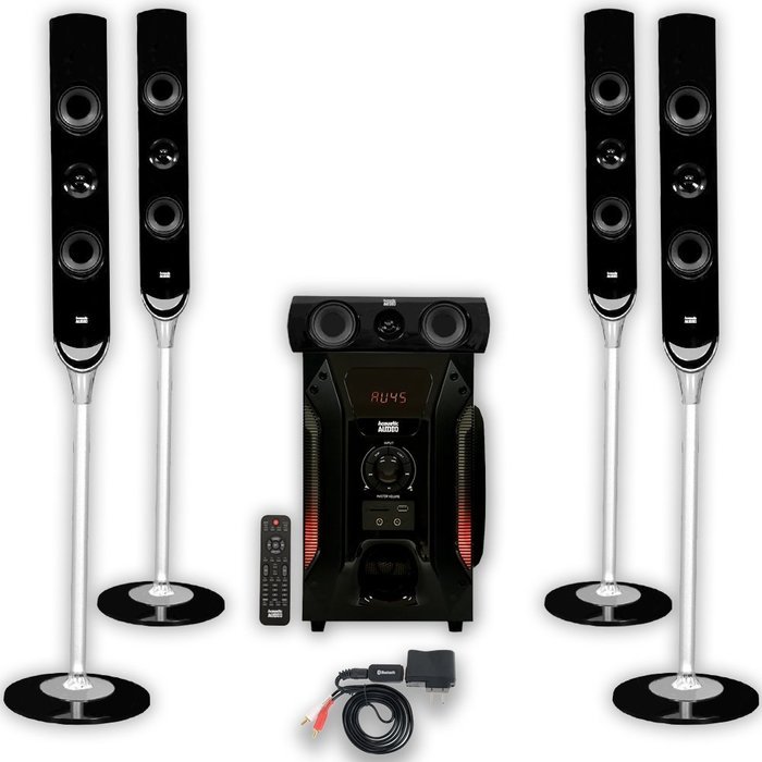 Acoustic Audio AAT1000 Tower 5.1 Home Speaker System with Bluetooth and 8" Powered Sub