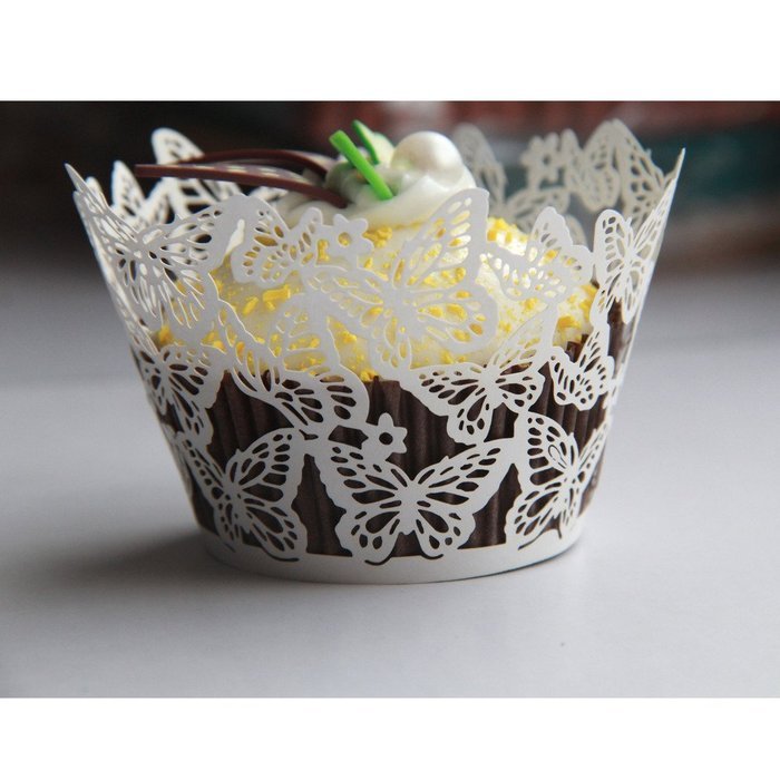Kuke 24 pcs Dancing Butterfly Laser Cut Cupcake Wrappers Cupcake Liners Muffin Container for Baby Shower Baby... N6