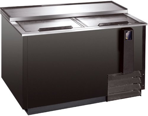 65" Commercial 2 Sliding Door Back Bar Underbar Beer Bottle Beverage Can Cooler Refrigerator, Black, with Stainless...