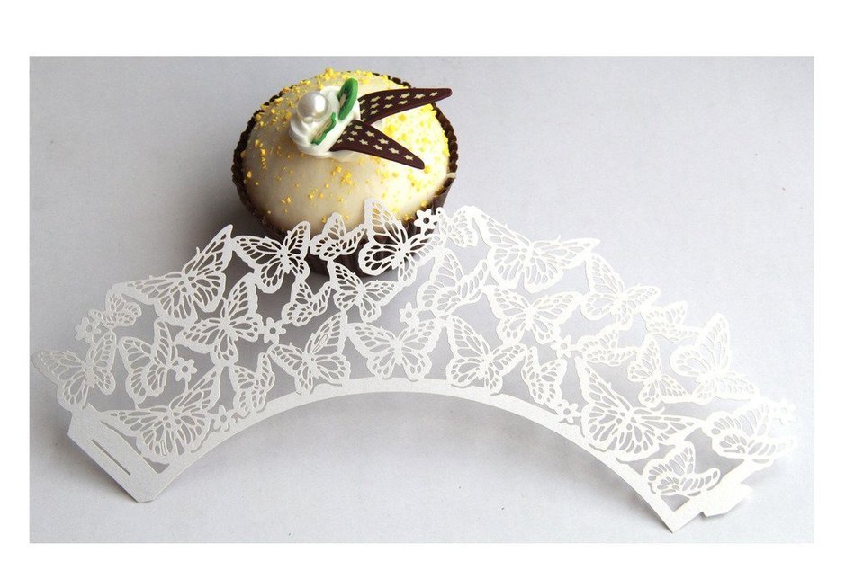 Kuke 24 pcs Dancing Butterfly Laser Cut Cupcake Wrappers Cupcake Liners Muffin Container for Baby Shower Baby... N7