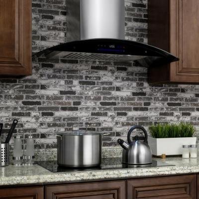 36 in. Convertible Wall Mount Range Hood in Stainless Steel with Black Tempered Glass and Touch Control N9