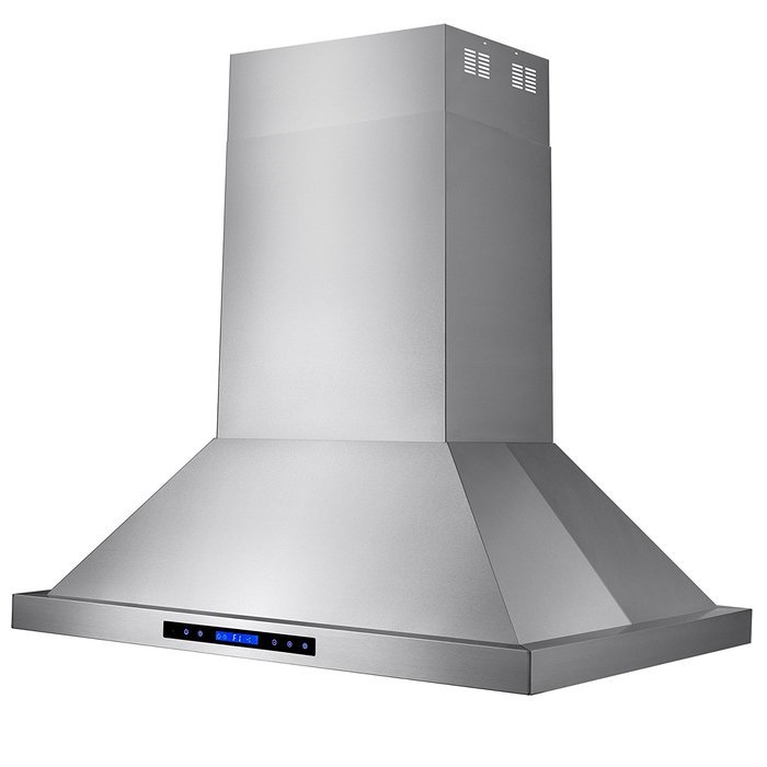 AKDY&reg; 48" Stainless Steel Dual Motor Island Mount Range Hood Touch Screen Display Baffle Filter Ductless Vent N3