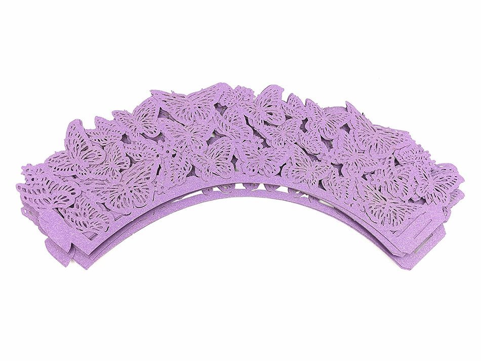 Yansanido 12 set pink Filigree Artistic Bake Little Vine Lace Laser Cut Cupcake Wrapper Cup Muffin Case Trays... N55