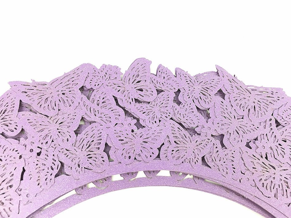 Yansanido 12 set pink Filigree Artistic Bake Little Vine Lace Laser Cut Cupcake Wrapper Cup Muffin Case Trays... N56