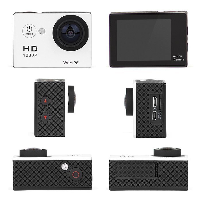 eXuby X1000 White Action Camera With LARGE 2" Inch Display, WIDE 170&deg; Angle Lens, WiFi And Full HD 1080P (12MP... N6