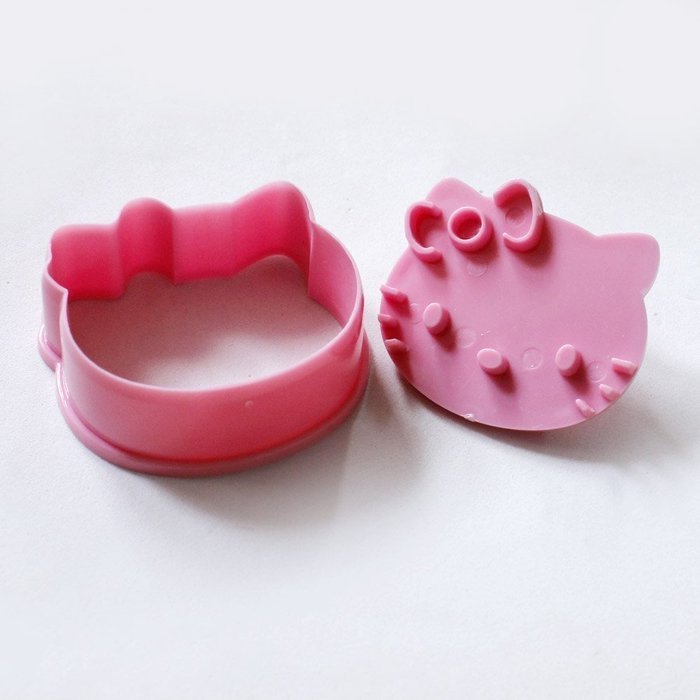HAKSEN 1Set(2Pcs)-Cute Cat Decorating Cookie Cutter-Pink ,Cute Cat Shaped Versatile Plastic Food Moulds Cake Bread... N3