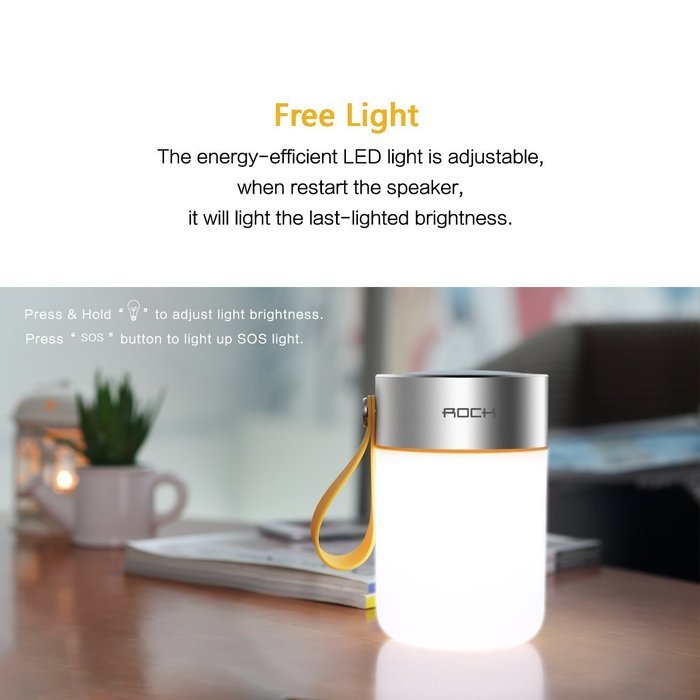 ROCK "Mulite S Bluetooth Speaker" Waterproof Wireless Bluetooth Speaker Portable, with Dimmable LED Light, SOS... N9