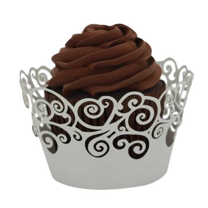 Christmas Cupcake Creazy&reg; 50pc Wrapper Liner Baking Cup Muffin Lace Laser Cut Cupcake (White) N2