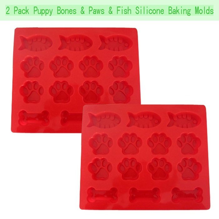 JamHoo Dog Bones Baking Molds - Dog Paws Baking Molds - Fish Baking Molds - Puppy Pets Print Nonstick Silicone... N5