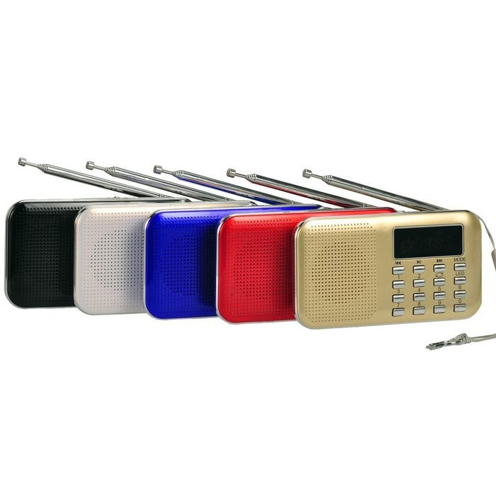 eJiasu Mini Portable MP3 Music Player Charging Digital LED Display Panel FM Radio Stereo Speaker USB TF card(Black) N4